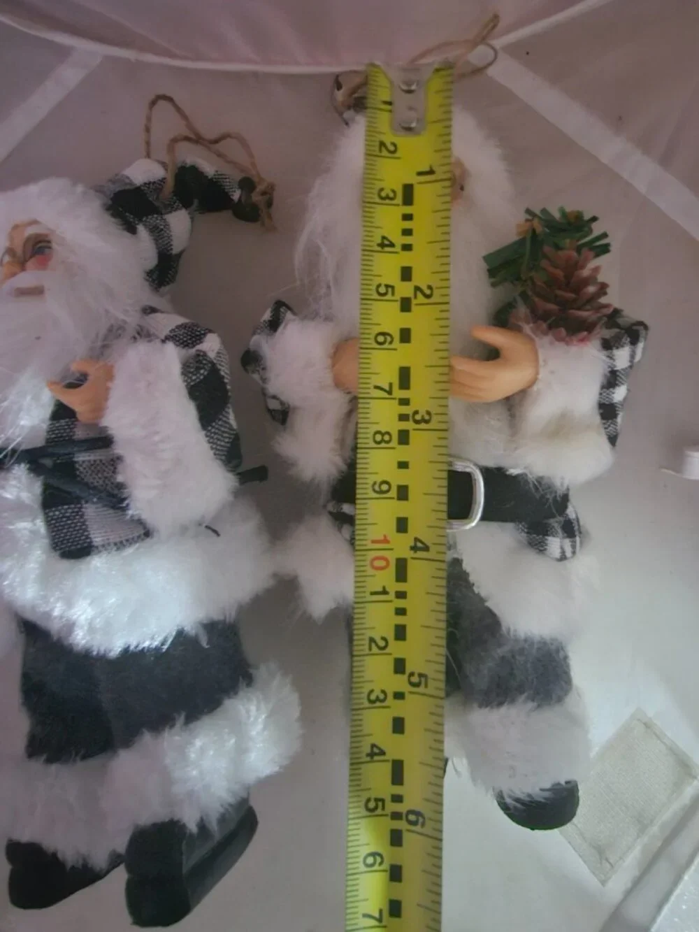 2 Cute Santa Hard Plastic Ornaments - Preowned